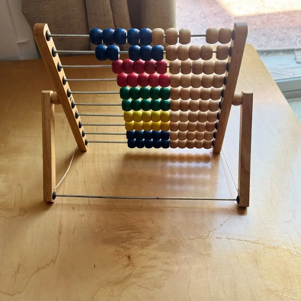 Vintage Style Wooden Abacus 100 Bead Counting Toy Montessori Classroom Decor